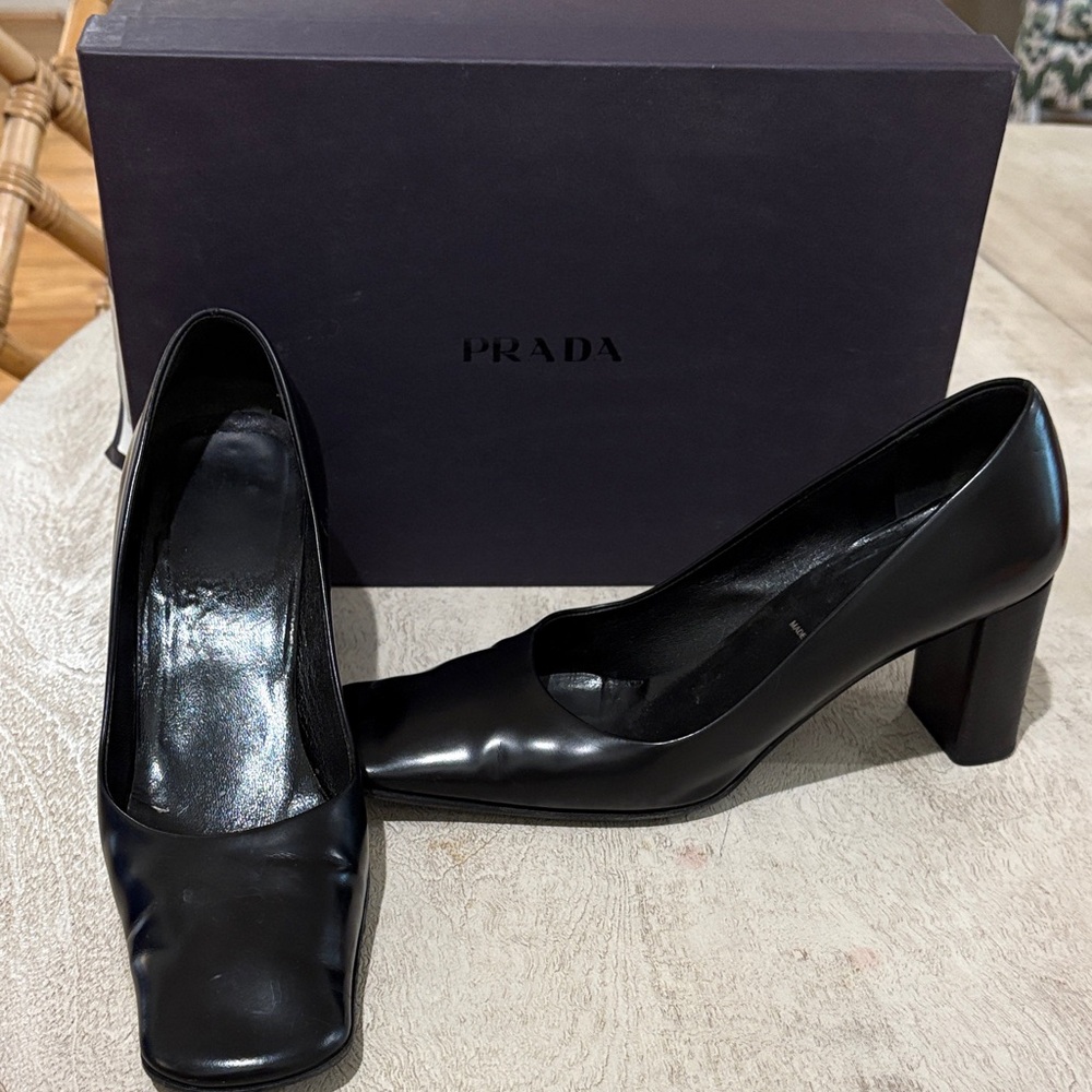 Prada Black Leather Heels